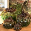 Green & Amber Glass Pumpkin