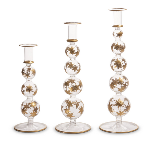 Gold Etched Snowflake Candlestick