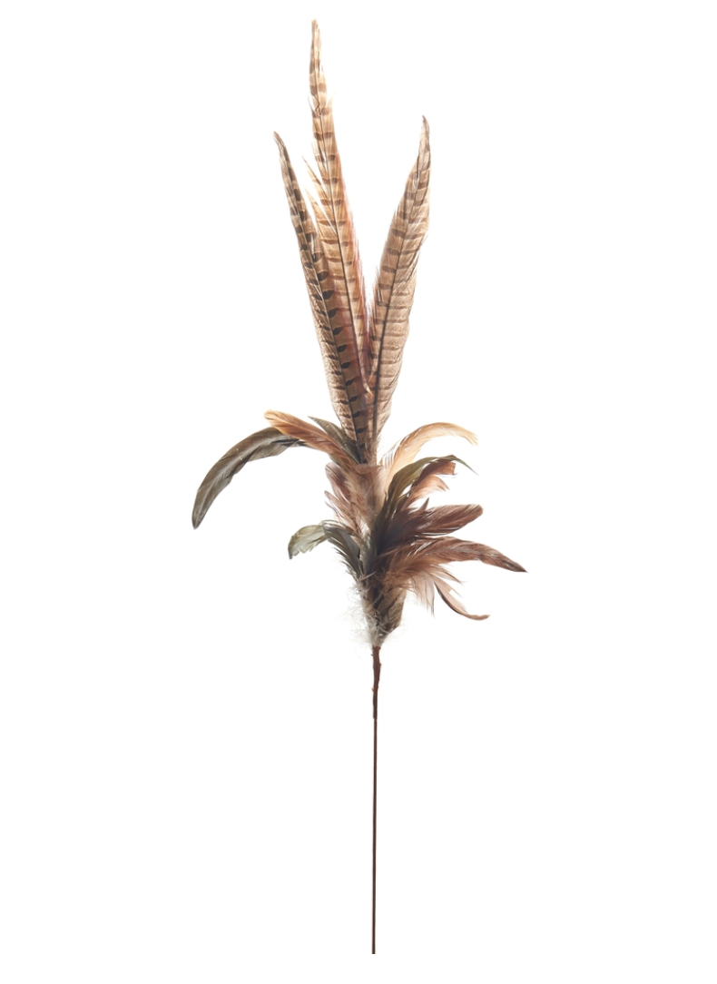 35" Mixed Brown Feather Spray