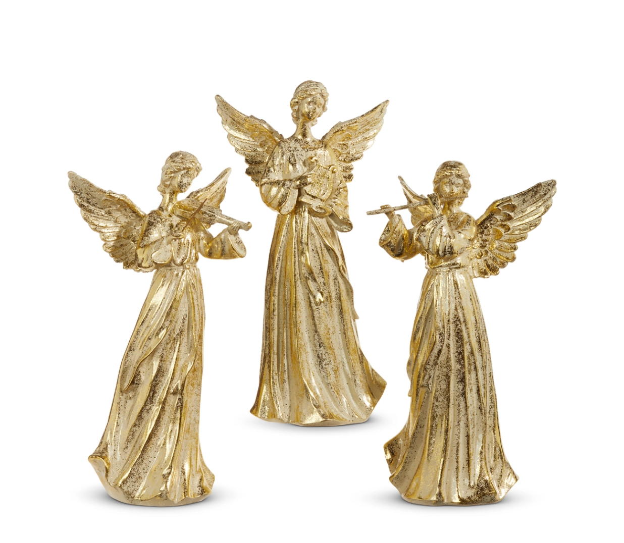 Set of 3 Gold Angels Playing Instruments