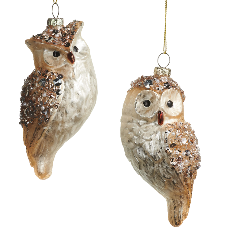Encrusted Owl Ornament