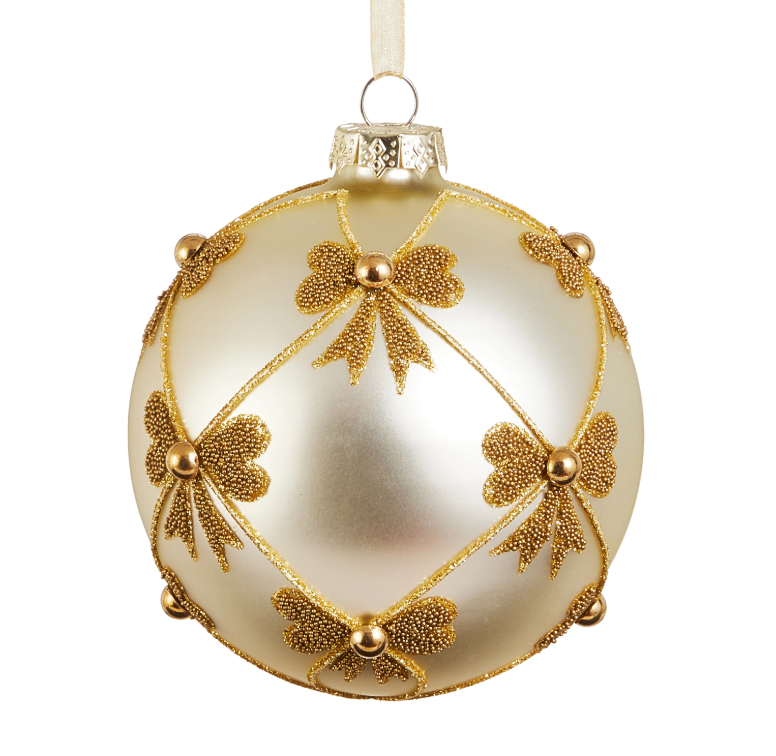 Gold Bow Ball Ornament