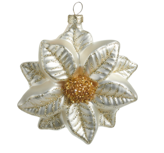 White Poinsettia Ornament