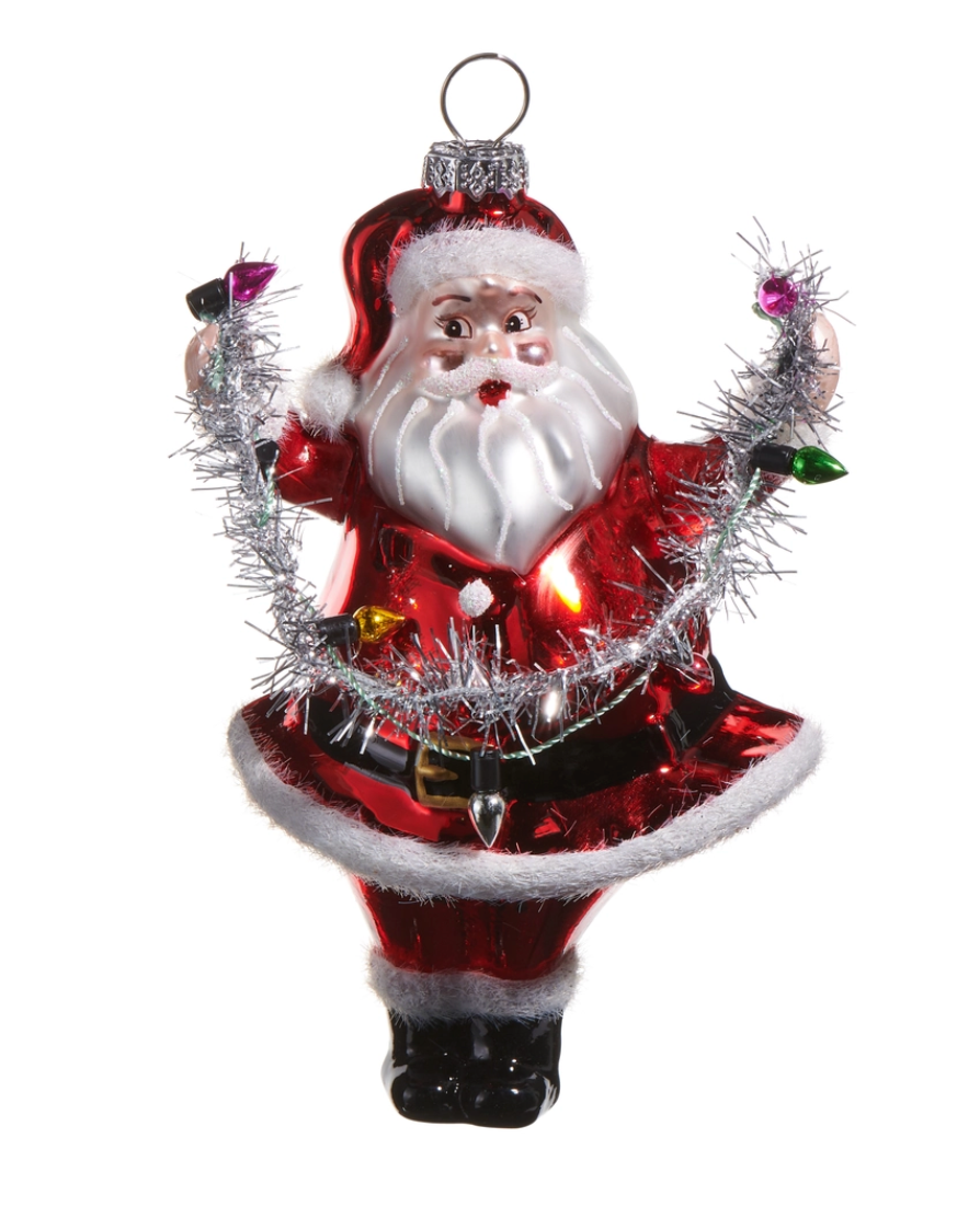 5" Santa Holding Lights Ornament
