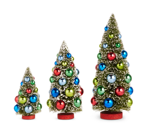 Set of 3 Traditional Ornament Bottle Brush Trees