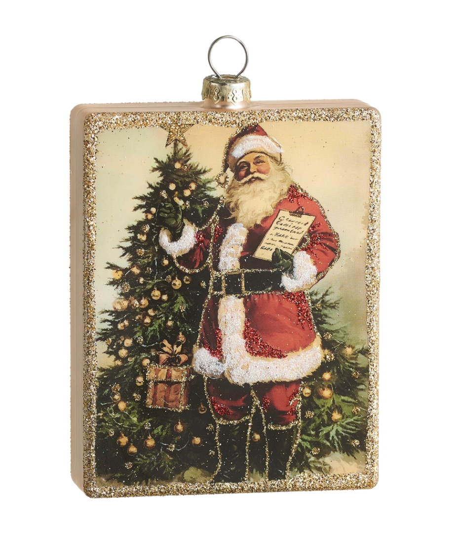 4.5" Checking It Twice Square Ornament