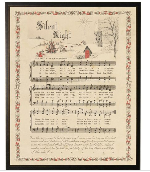 Silent Night Vintage Framed Hymn