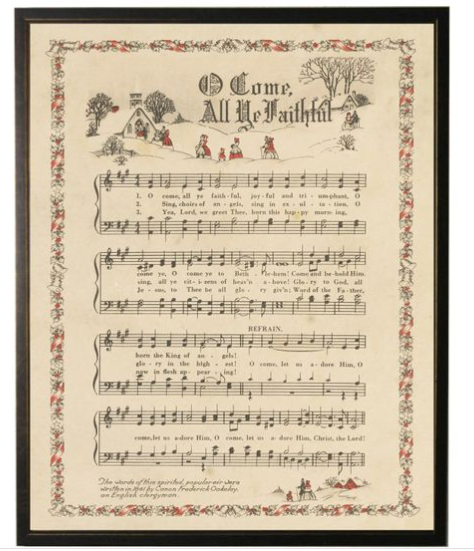 O' Come all Ye faithful Vintage Framed Hymn