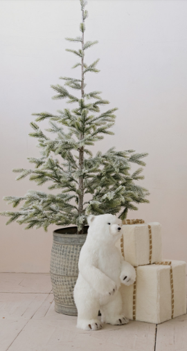 Faux Fur Standing Polar Bear Figure - Large