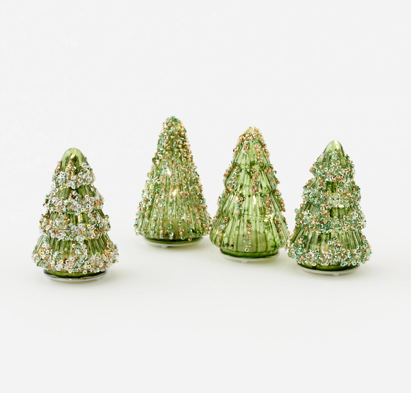 S/4 Green Glitter Tree LED