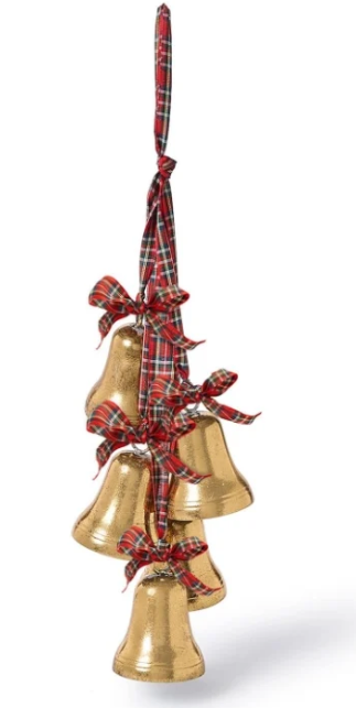 Hanging Bells With Plaid Ribbon