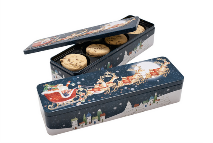Christmas Flying Santa Tin of Biscuits