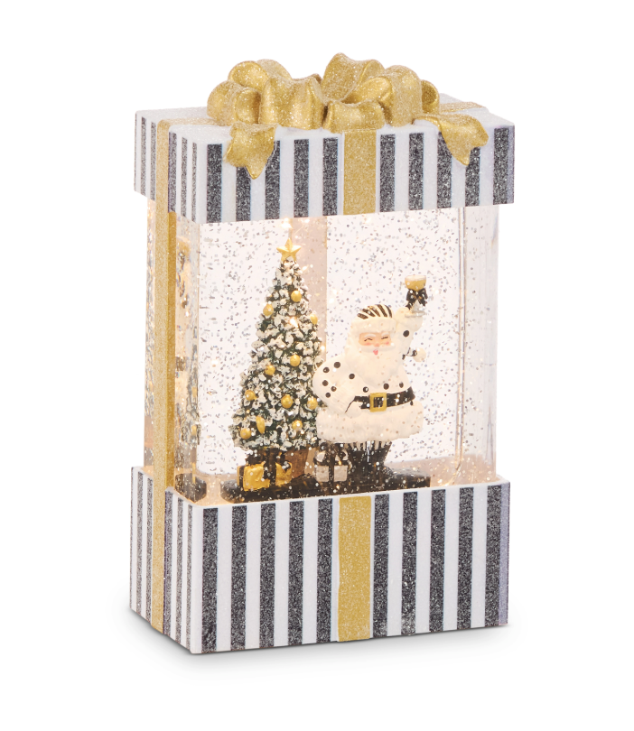 8.25" Champagne Service Santa Lighted Water Present