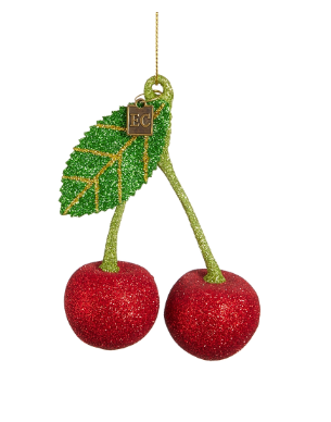 5" Glitter Cherry Ornament