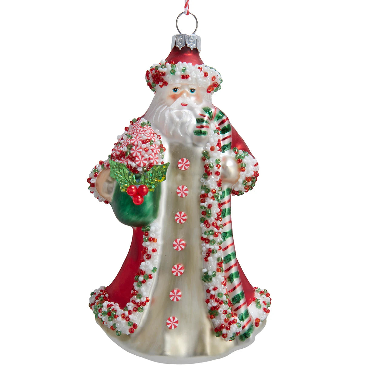 6.25" Candy Cane Santa Ornament