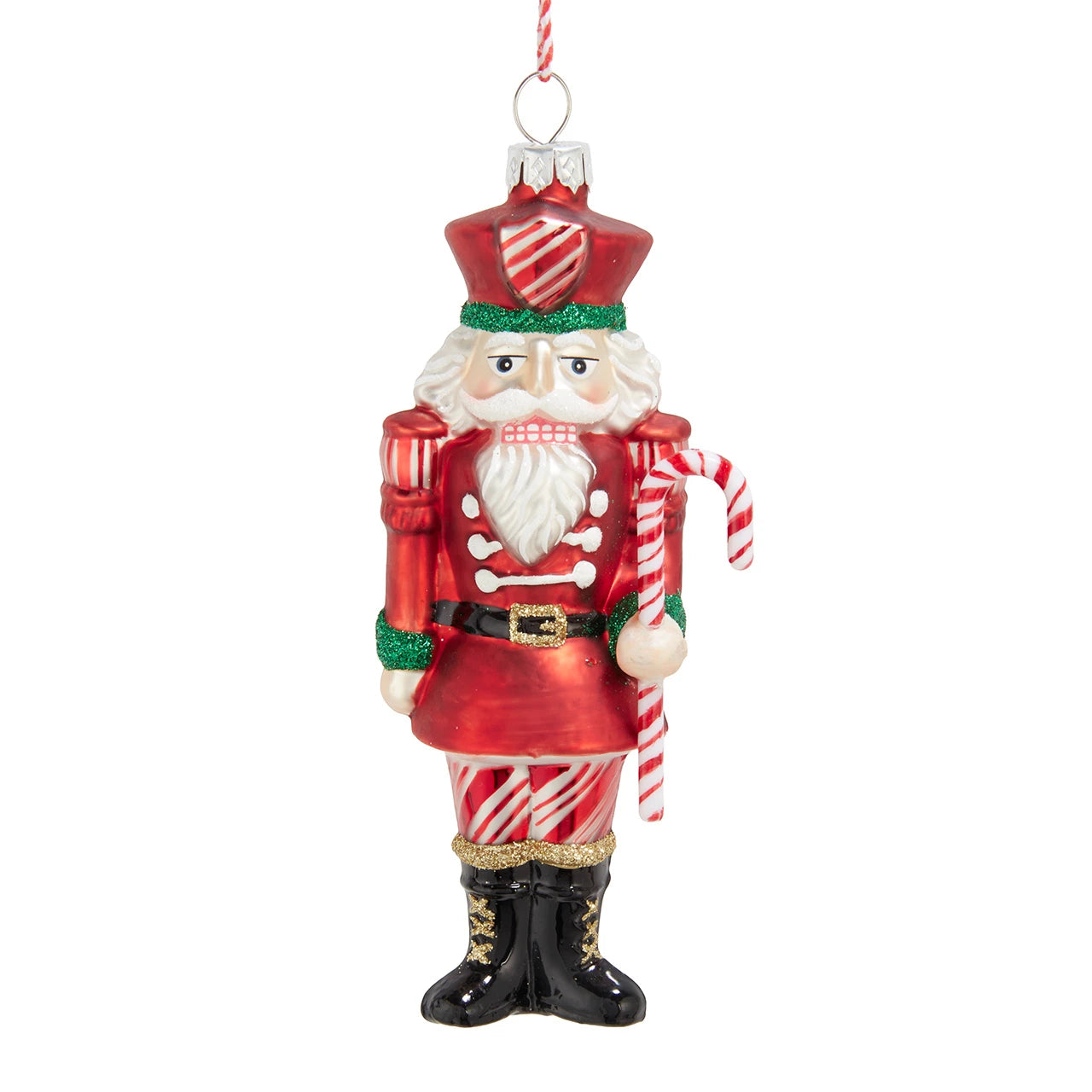 Red Nutcracker w/ Candy Cane Ornament