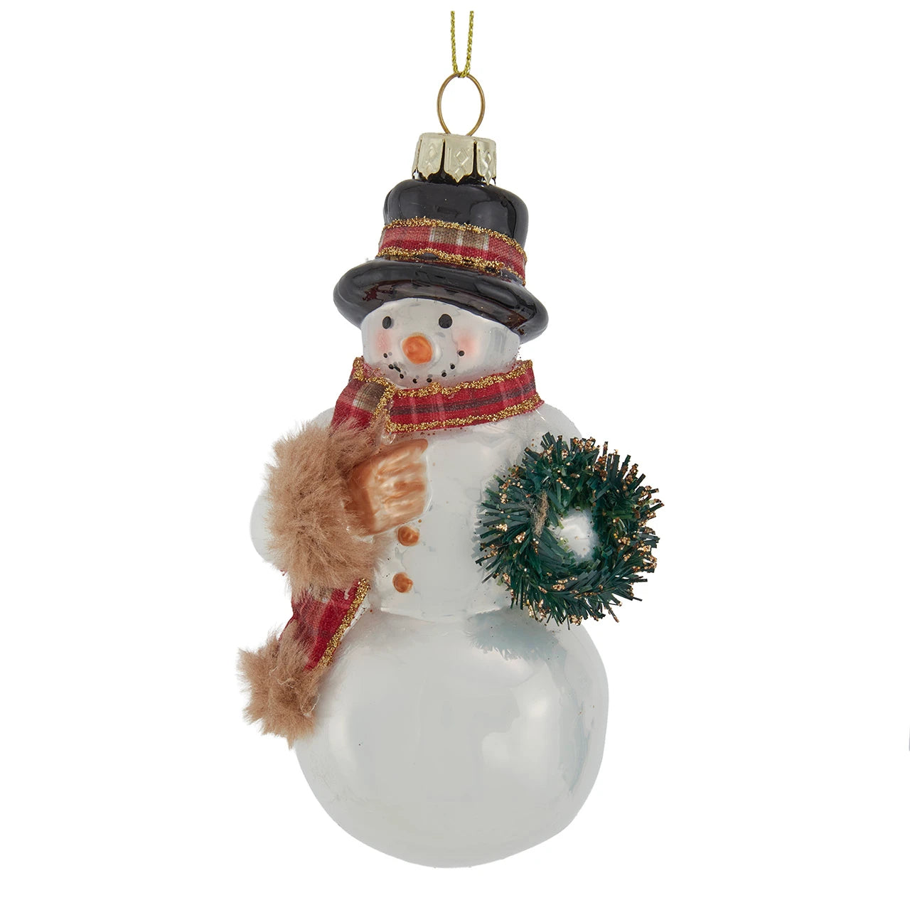 5" Snowman Plaid Fur Ornament