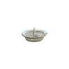 Blue Chinese Bouquet Oval Reticulated Basket w/ Handle