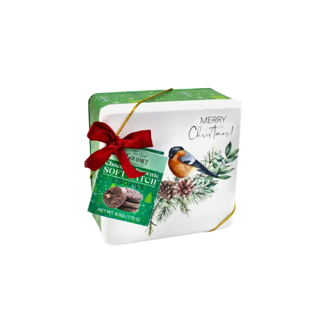 Holiday Bird Square Tins - Chocolate Brownie Cookies