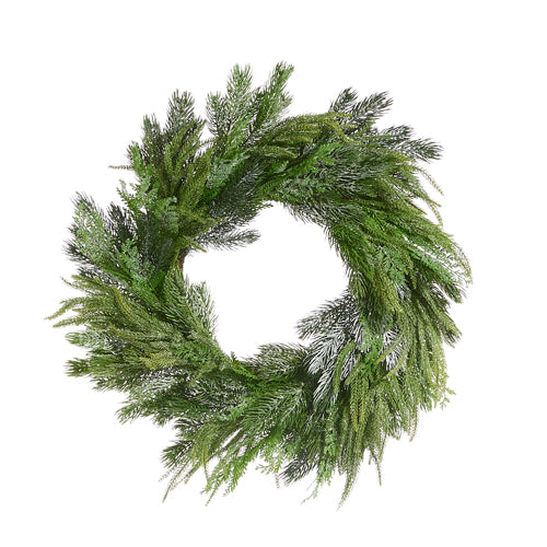 Iced Mixed Greenery Wreath - 24"