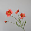 Individual Flocked Floral Poppy Spray:Coral-22"