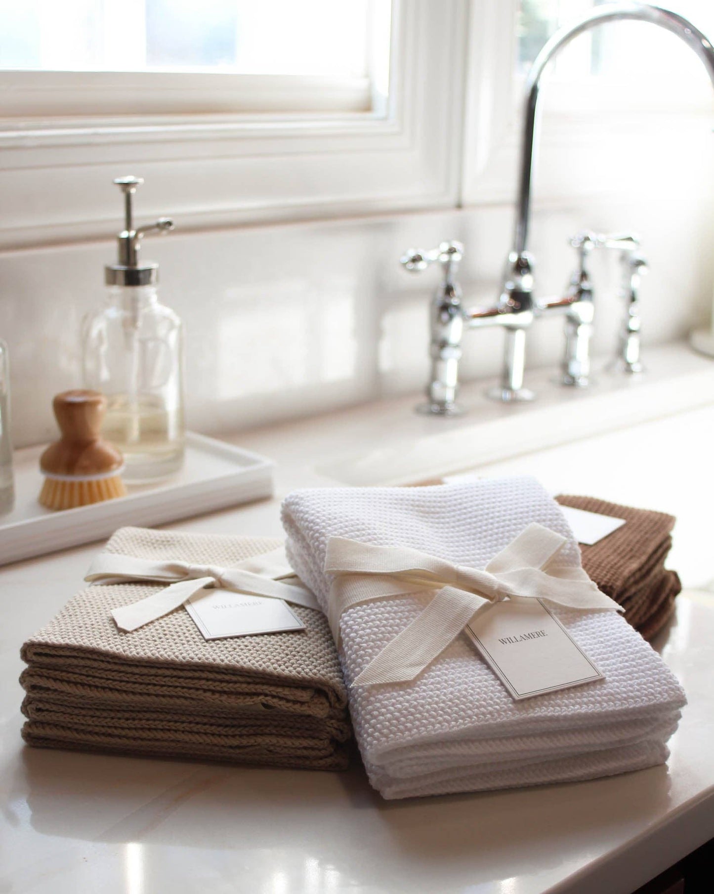 Organic Cotton Chunky Knit Kitchen Towel Set,White