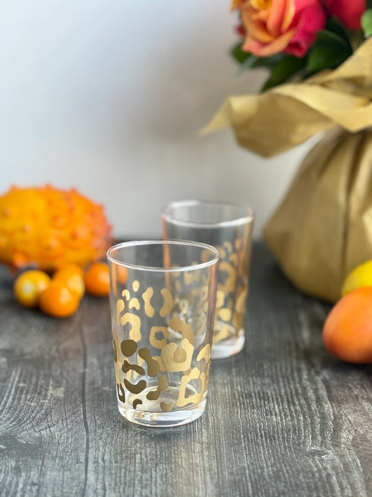 Moroccan Tea Glasses "Gold Leopard" Design, S/6