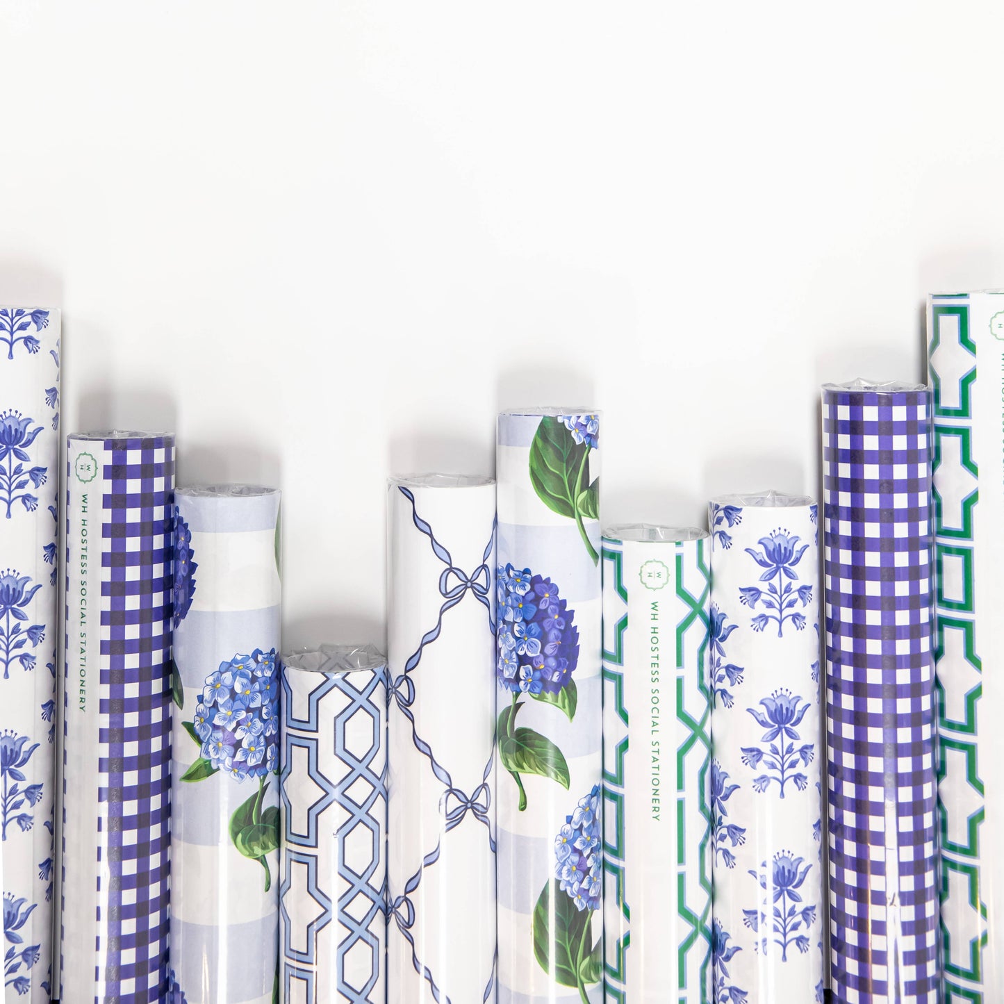 Continuous Roll Gift Wrap | Blue Bow Scallop