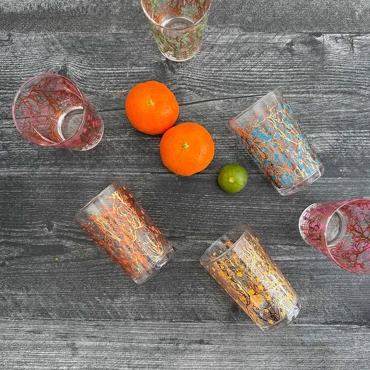 Moroccan Tea Glasses "Forrest" Design, S/6