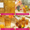 Vintage Textured Amber Drinking Glasses, Set of 6