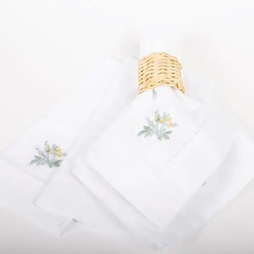 Garden Bud Embroidered Dinner Napkin Set