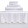 6pc Scallop Bath Towel Sets: White Piping