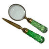Brass and Glass Magnifier and Letter Opener Set
