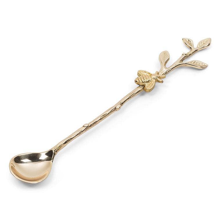 Long Gold Spoon with Bee on Twig