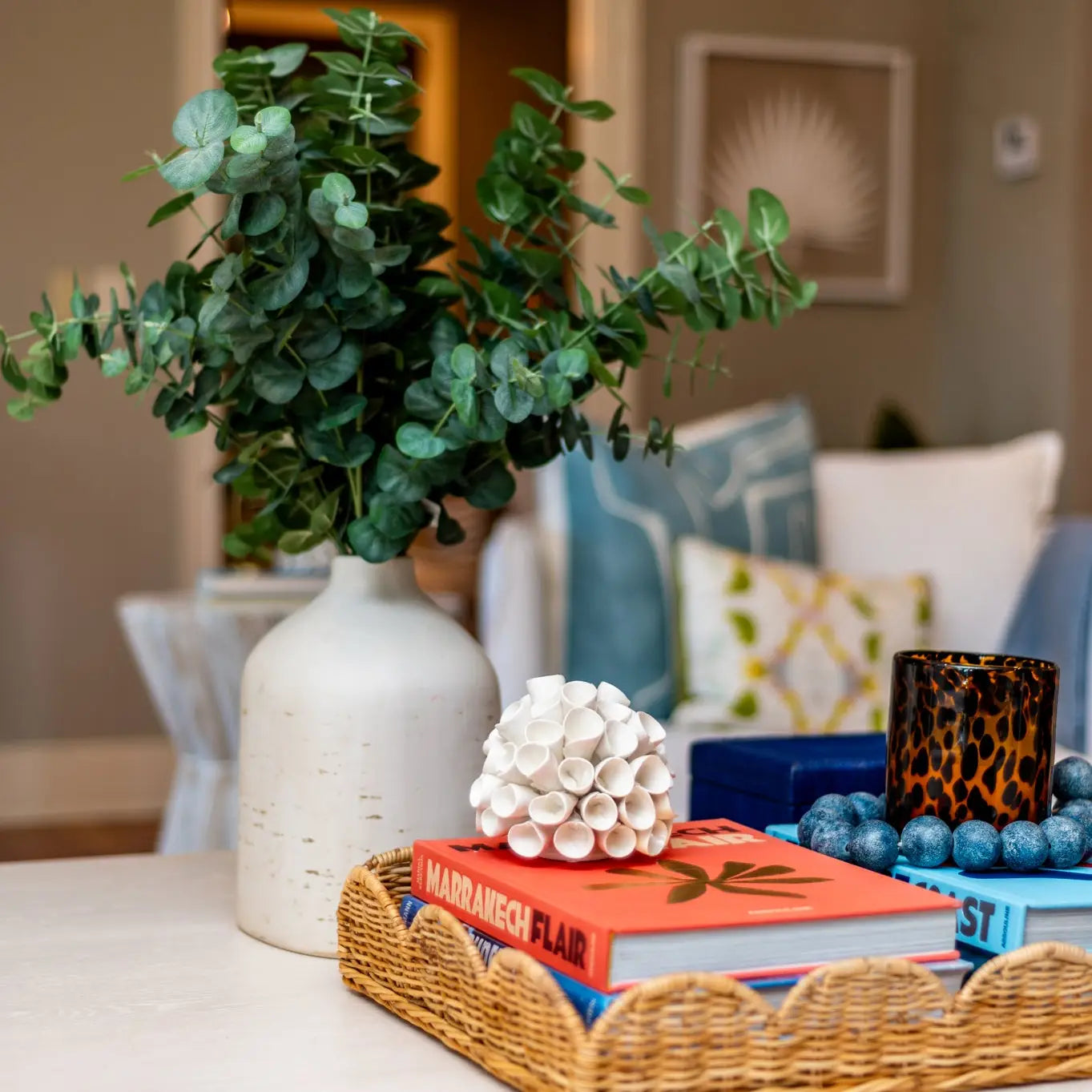 Scalloped Rattan Tray - Large