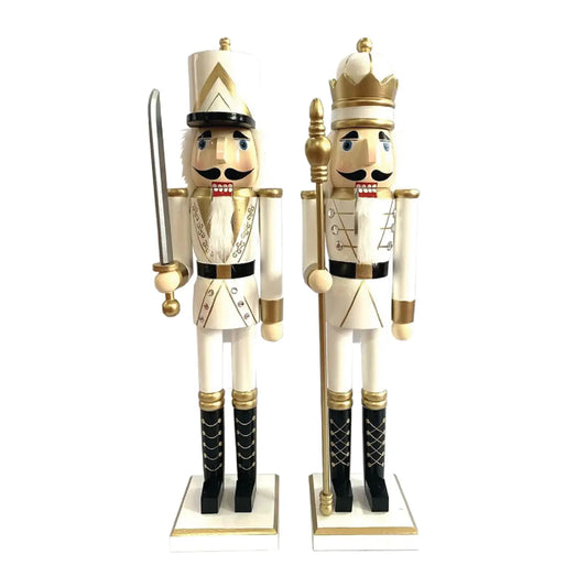 24" White & Gold King and Guard Nutcracker