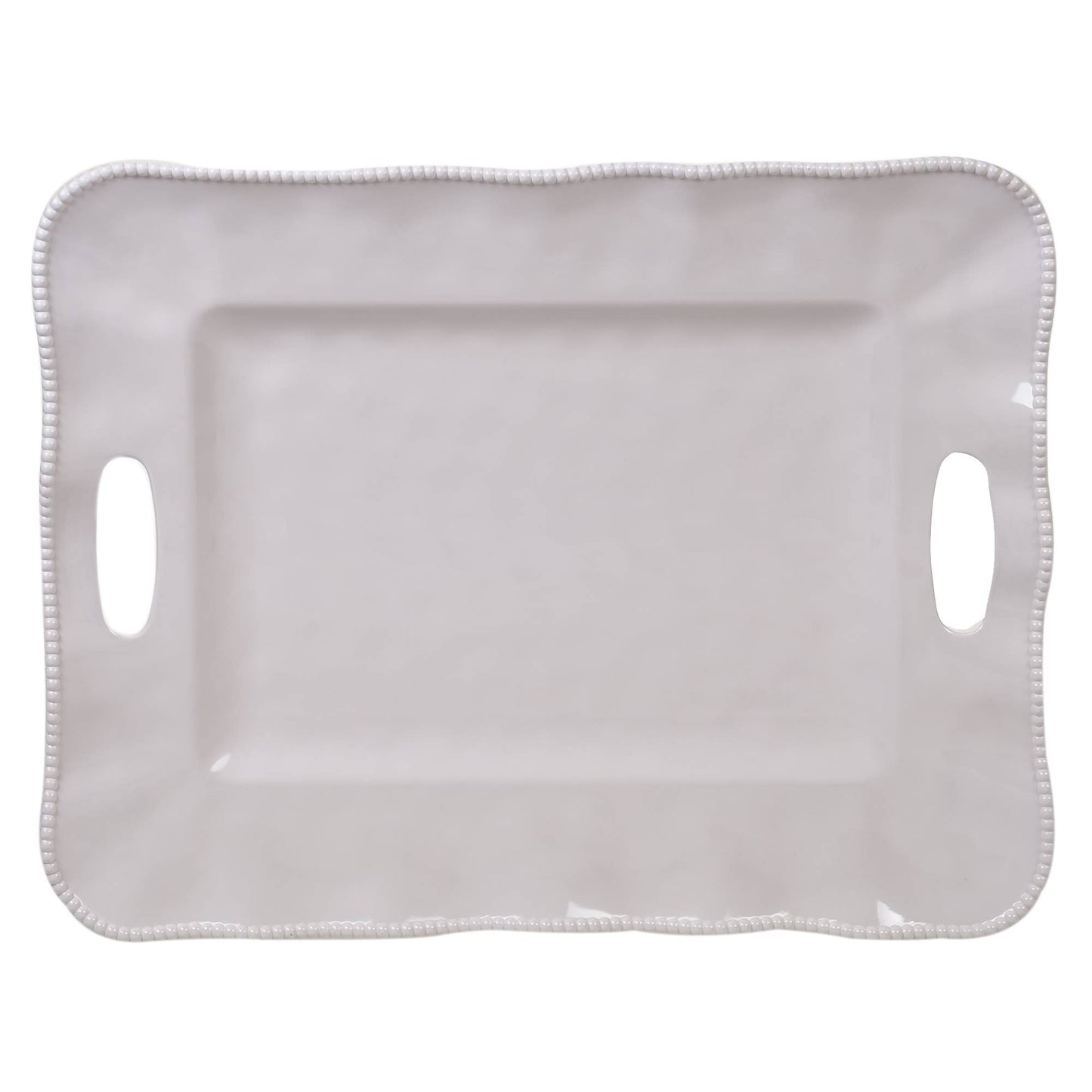 Perlette Cream Melamine Rect Tray w/Handles