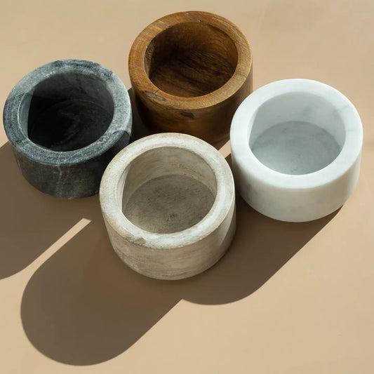 Marble & Wood Mini Bowl Set of 4