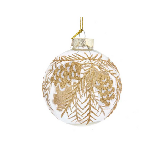 Ball w/ Gold Pinecone Design Ornament