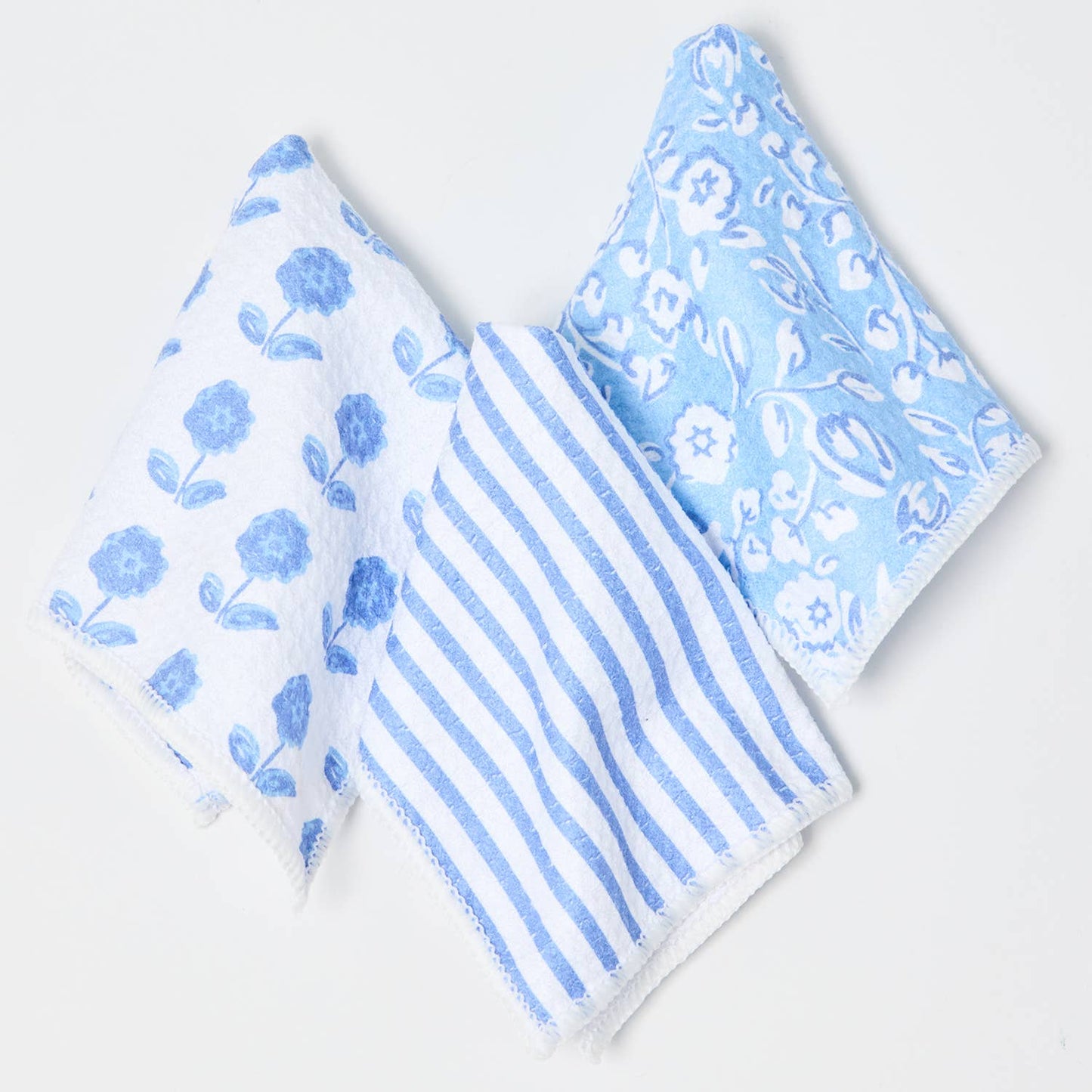 Quick Dry Dish Towel Set: Meadow Line Blue