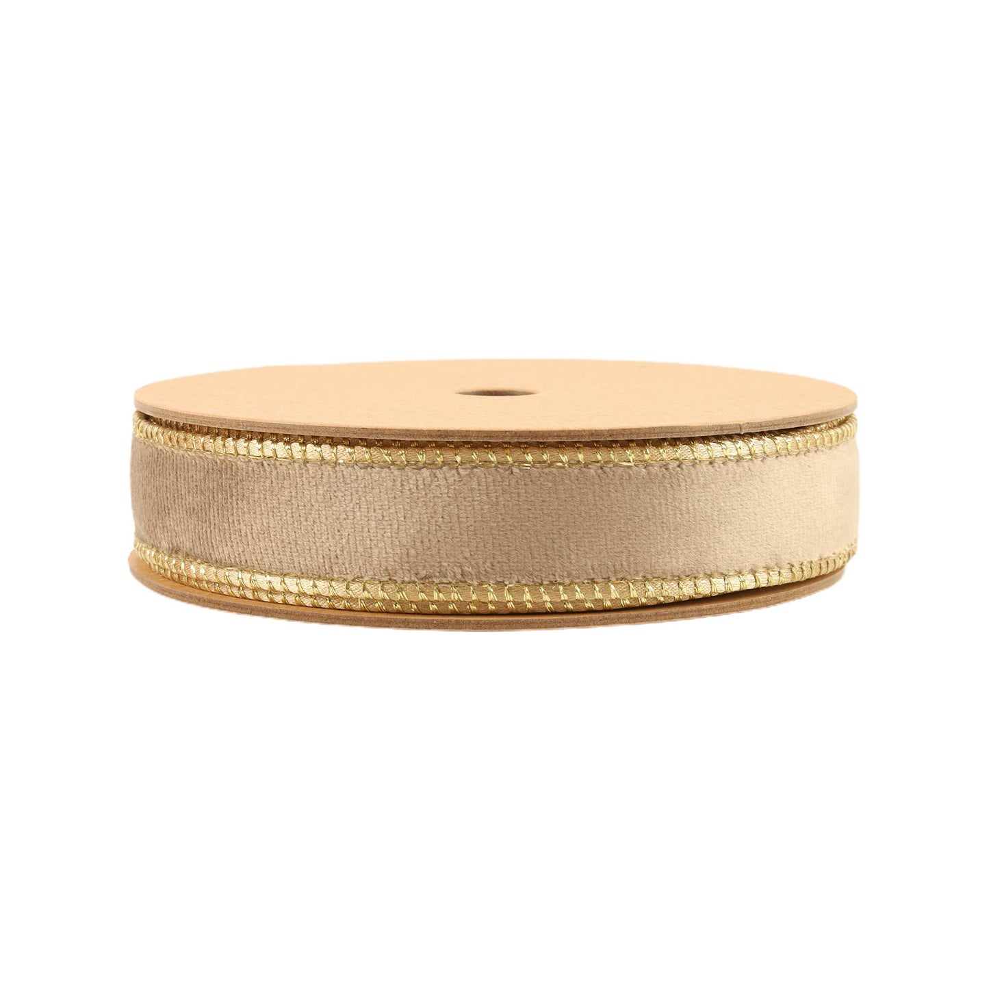 Latte/Gold | 1" Reversible Velvet Wired Ribbon | 10 Yard Roll