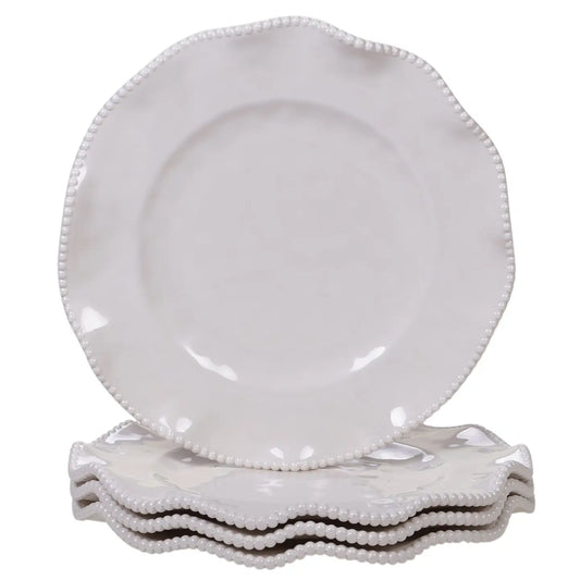 Perlette Cream Melamine Dinner Plate, Set of 4