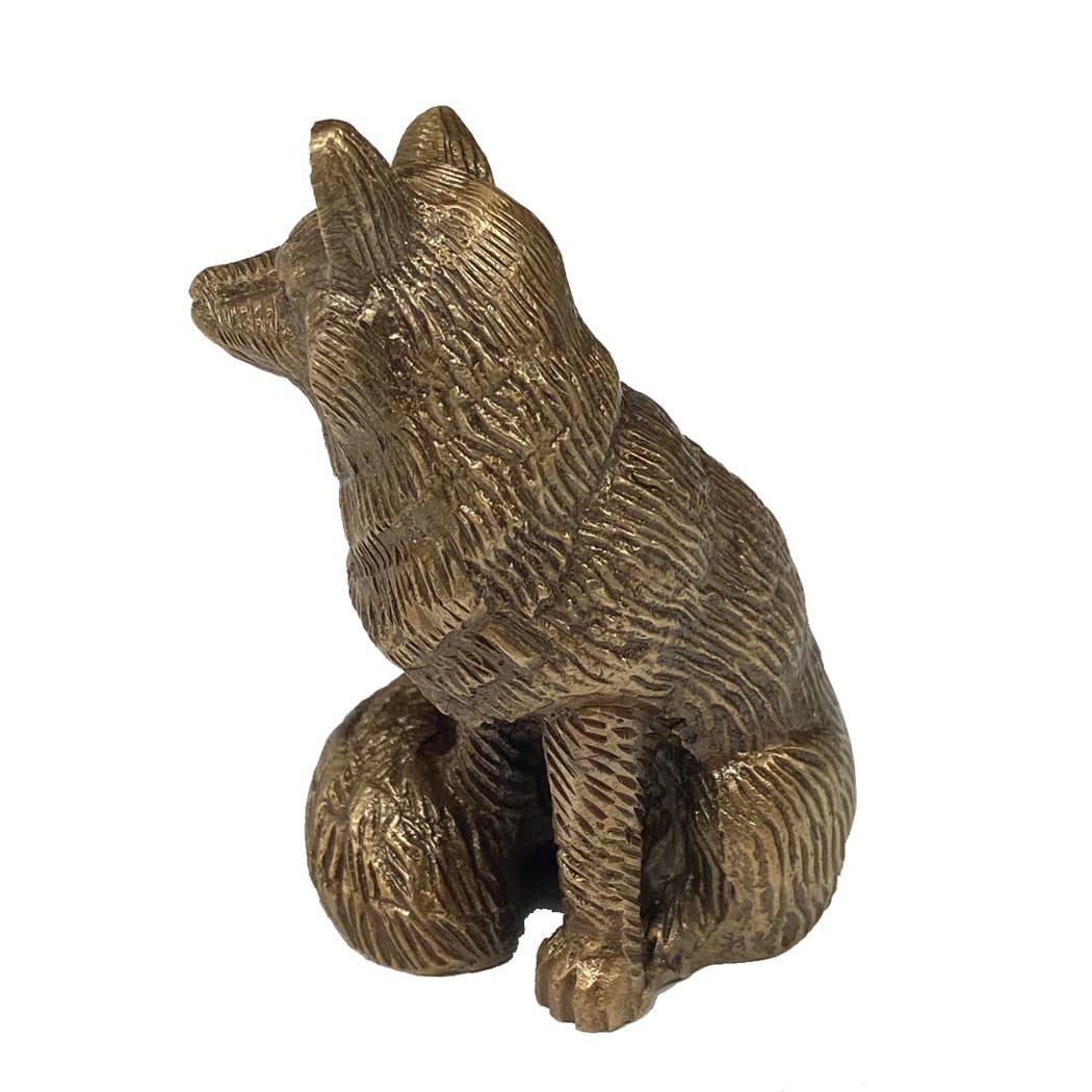 2-1/2" Antiqued Solid Brass Sitting Fox