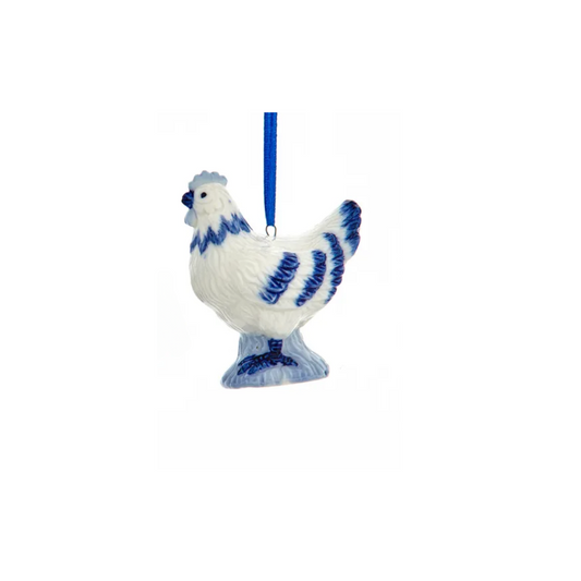 Blue & White Hen Ornament