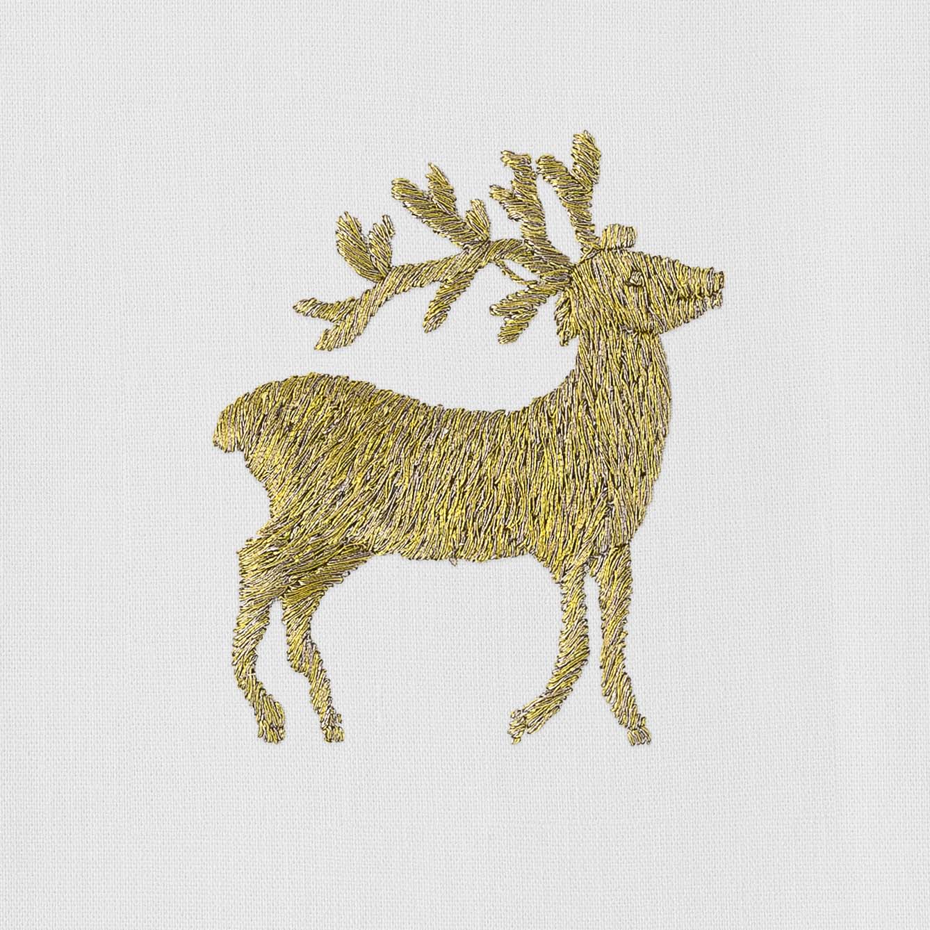 Reindeer Gold Towel - Hand Embroidered