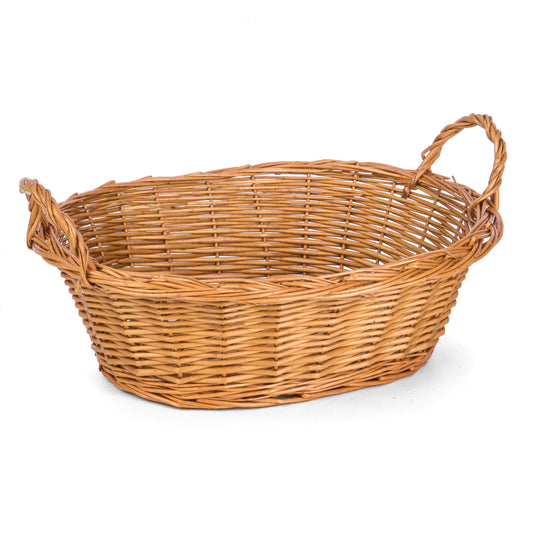 Oval Stain Split Willow Mini Wash Tub Basket w/ Side Handles