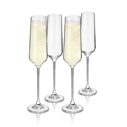 Reserve Inez European Crystal Flutes, Set of 4