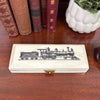 Vintage Train Locomotive Bone Postage Stamp Box