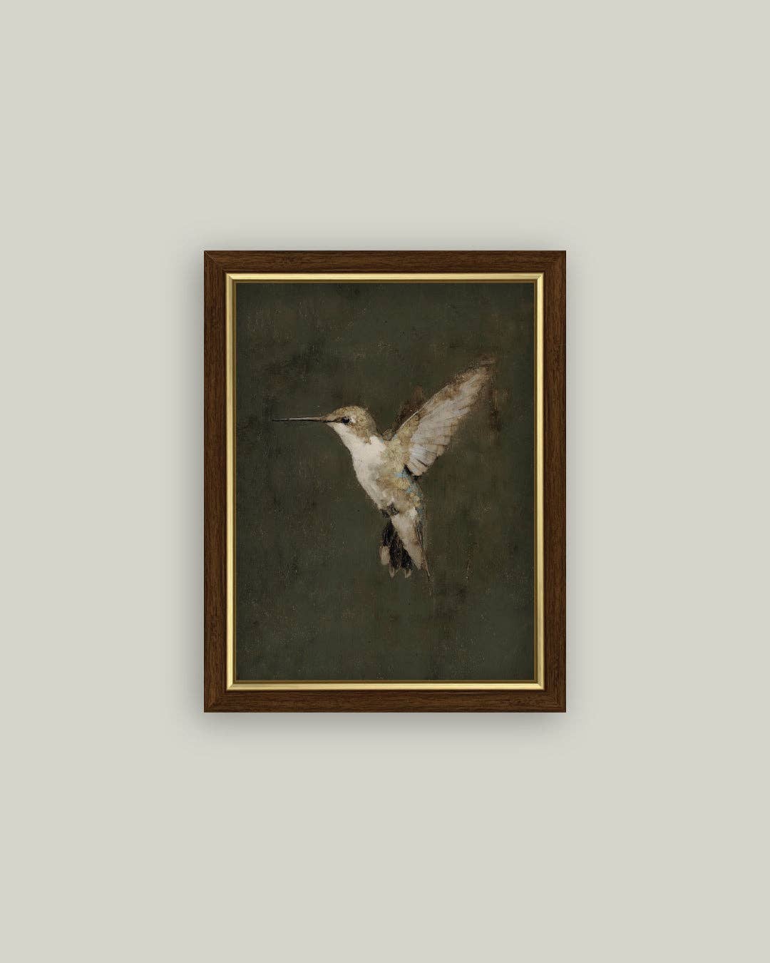 Hummingbird on Green: 7x9