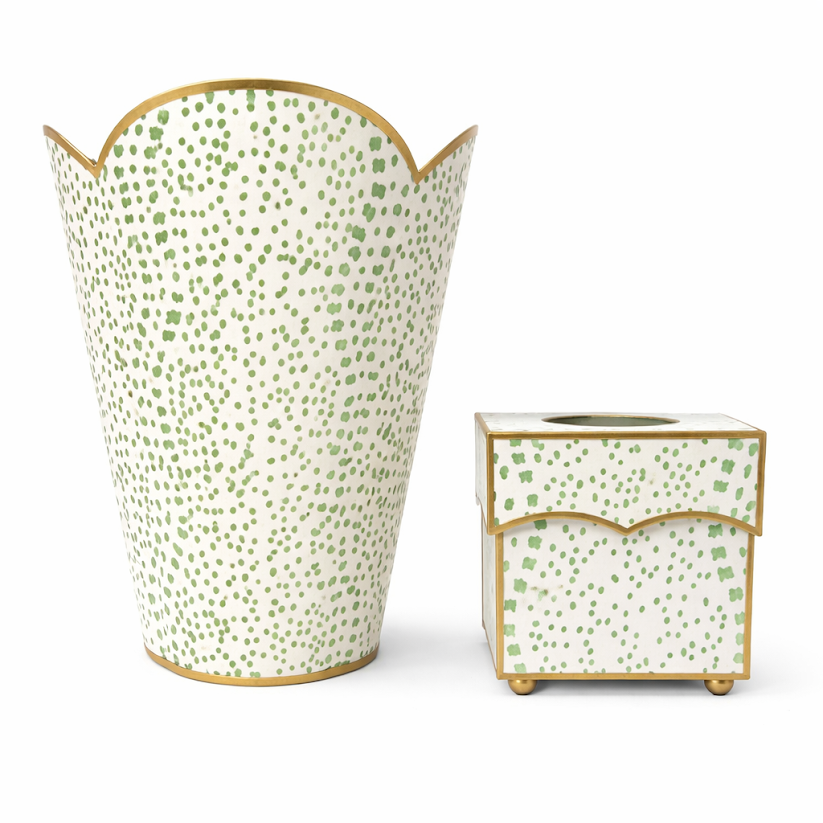 Green Polka Dot Wastepaper Basket